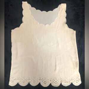 Sweewe Paris Sheer Nude Tan Scalloped Tank Top S/M
